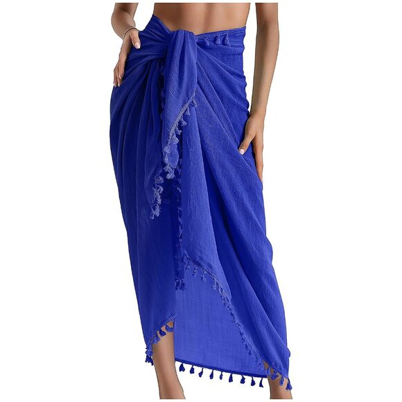 Other - BEACH Sarong Pareo Womens Semi-Sheer Swimwear Cover Ups 19-royalblue-long